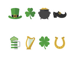 st patricks day flat icon set