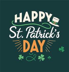 St Patricks Day Irish Holiday Typography with Shamrocks