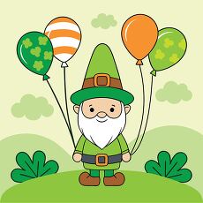 St Patricks Day Leprechaun with Shamrock Balloons