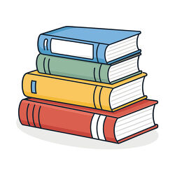 stack of four colorful books