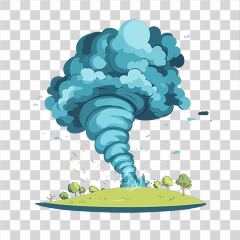 Storm Cloud Swirls Above Grassy Hill in Flat Design