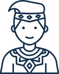 student in african tribal wear line icon