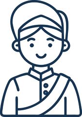 student in indian traditional dress line icon