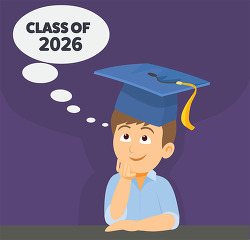 student thinking about graduation class 2026 clipart