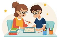 Students working together on a Math Lesson