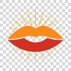 Stylized Red Heart Lips Radiate Warmth and Joy