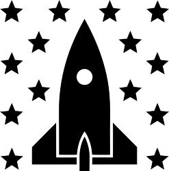 Stylized Rocket Ship with Stars