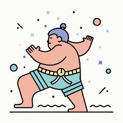 Stylized Sumo Wrestler Illustration