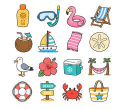Summer vacation icon set