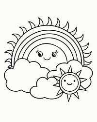 Sun and Rainbow Coloring Page