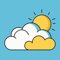 Sun Behind Fluffy Clouds Illustration