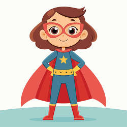 Superhero girl with red glasses