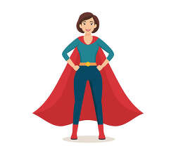 Superhero woman with red cape