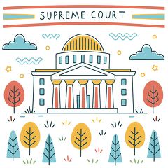 Supreme Court Building Concept in Colorful Clip Art Style