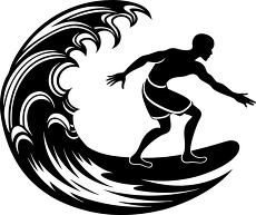 surfer riding wave silhouette