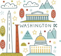 Symbols and Landmarks Representing Washington DC in Clip Art