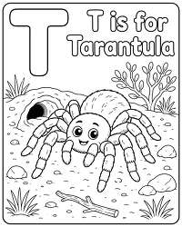 Tarantula Burrow Letter T Coloring Page