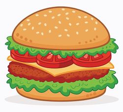 tasty chicken burger lettuce tomato cheese