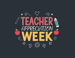 Teacher Appreciation Week chalkboard apples lettering