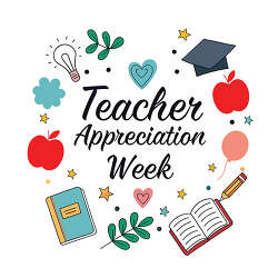 Teacher Appreciation Week school supplies lettering