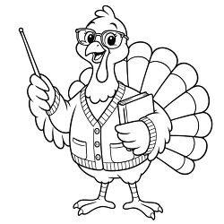Teacher Turkey Coloring Page