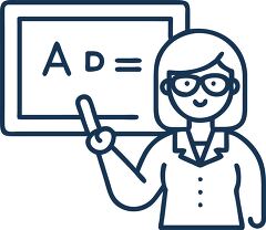 teacher with chalkboard line icon