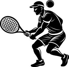 tennis player swinging racket silhouette