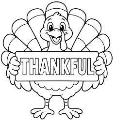 Thankful Turkey Sign Coloring Page