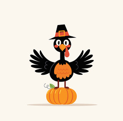 thanksgiving turkey standing on pumpkin illustration