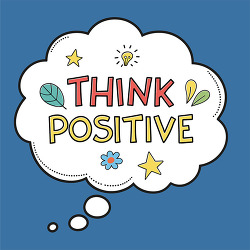 Think positive motivational quote thought bubble doodle