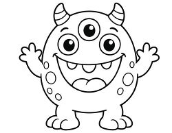 Three Eyed Monster With Horns Coloring Page