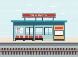 train station platform blue sky