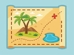 Treasure Map With Island And X