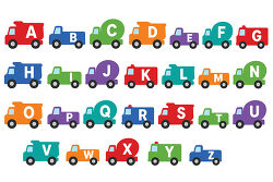 Truck Alphabet With Colorful Delivery Vehicles