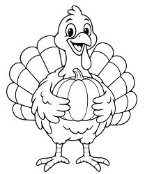 Turkey Holding Pumpkin Coloring Page