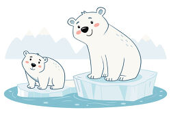 Two Polar Bears on Separate Ice Floes