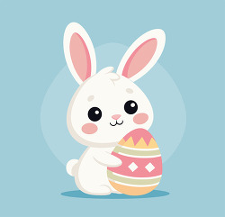 ute bunny holding decorated easter egg