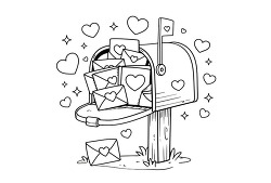 valentine mailbox love letters coloring page