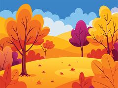 Vibrant Autumn Landscape With Colorful Trees and Clouds