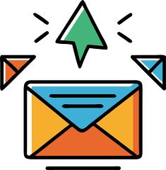 Vibrant flat email icon with fun shapes