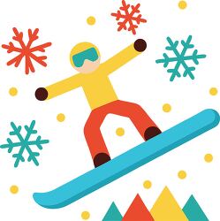 Vibrant Snowboard Fun Clip Art