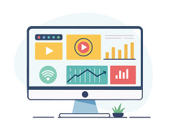 Video streaming analytics dashboard on desktop computer screen