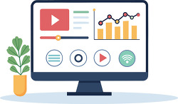 Video streaming dashboard on computer monitor interface