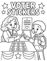 Voter Stickers Classroom Coloring Page