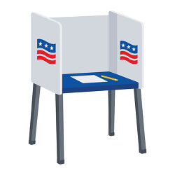 Voting Booth With Ballot And Pencil