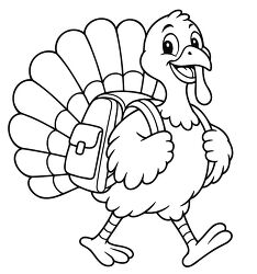 Walking Turkey With Backpack Coloring Page