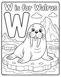 Walrus Iceberg Letter W Coloring Page