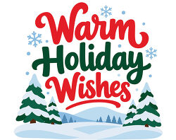 Warm Holiday Wishes Lettering With Snowy Pine Trees