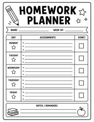 Weekly Homework Planner Checklist Printable