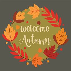 welcome autumn wreath leaves seasonal vector illustration